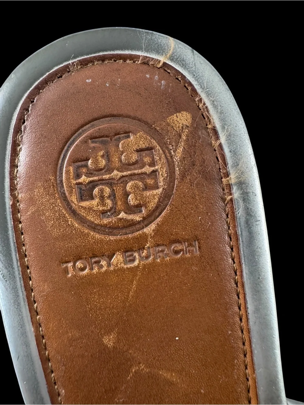 Tory Burch Brown Leather Sandals with Silver Logo Medallions